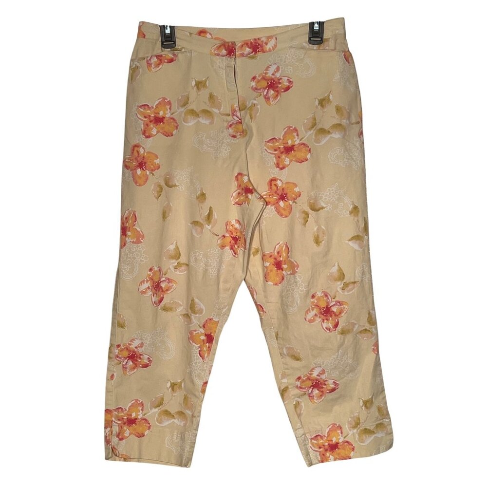 SAG HARBOR Beige & Coral CAPRI PANTS Women's SIZE 10